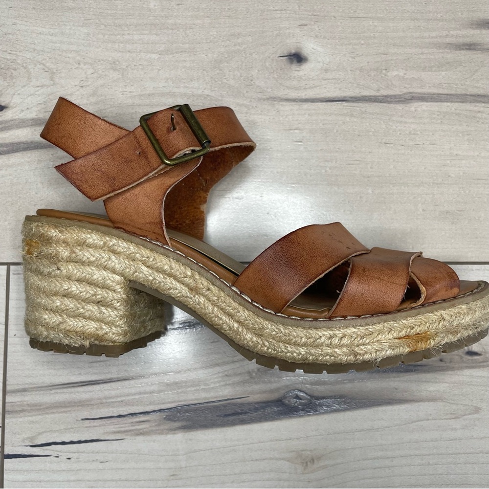 Boho Hippie Brown Leather Chunky Sandal size Uk3/Us5 - Picture 3 of 6
